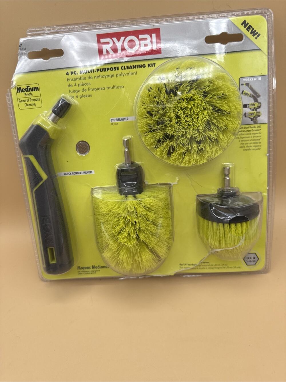 RYOBI Power Drill Connected Multi-Purpose Cleaning Kit 4-Piece